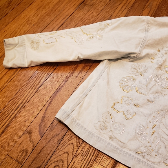 Coldwater Creek Pale Blue Jacket w/ embroidery Jacket Petite Large - Picture 11 of 15